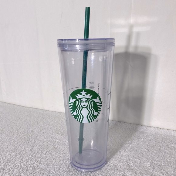Starbucks Cold Cup Clear Venti Tumbler Traveler with Green Logo & Straw - Picture 1 of 12